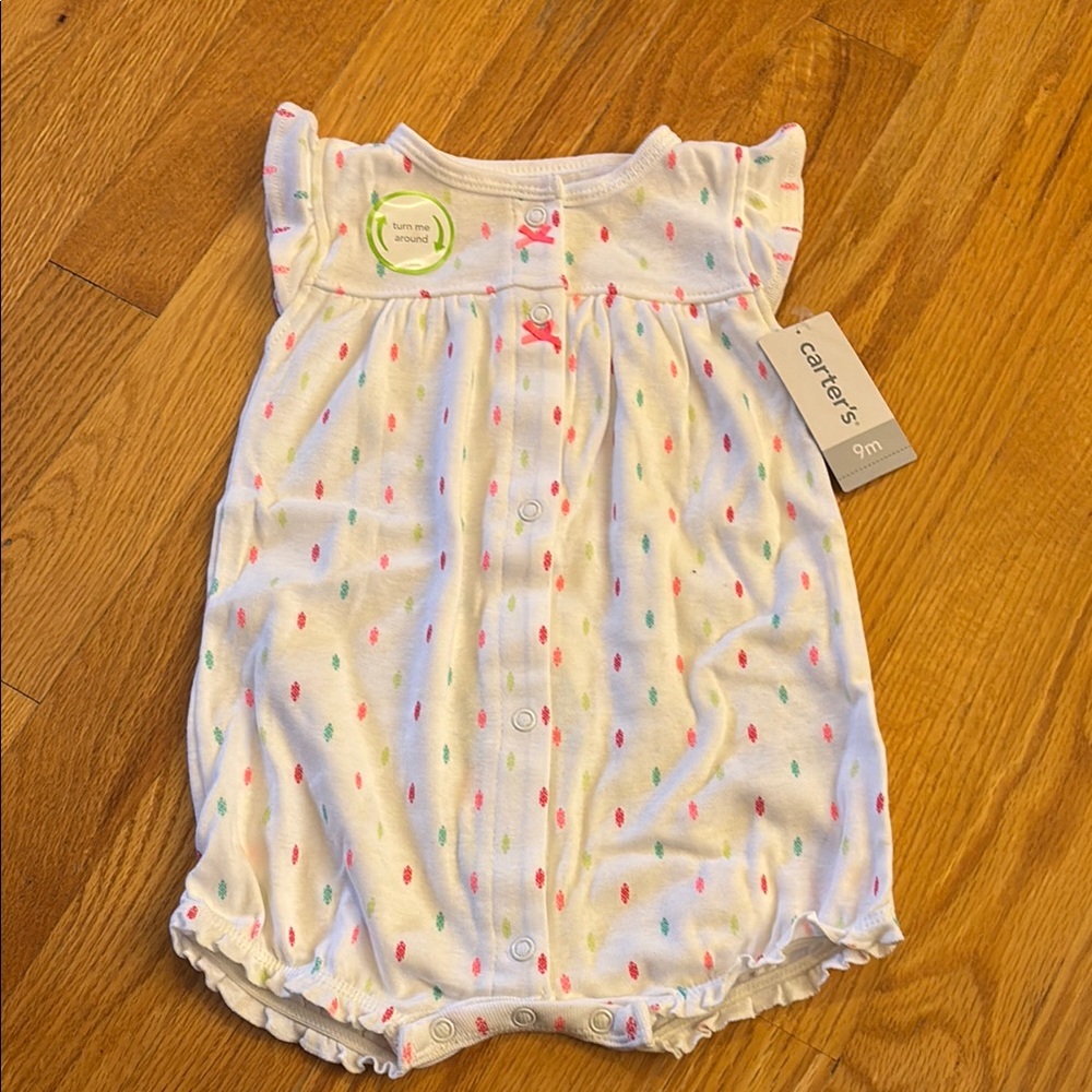 Carter's White Snap Up Romper (Size 9 months) NWT